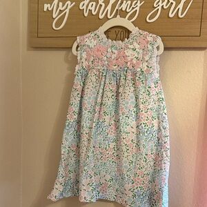 Floral Pink and Green Kids Dress